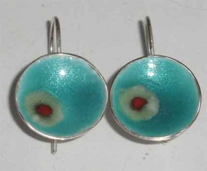 Turquoise enamel earrings.