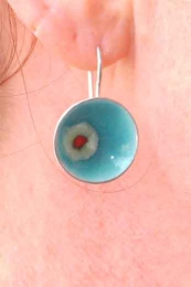Turquoise enamel earrings.