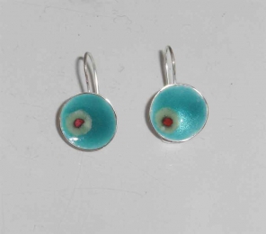 Turquoise enamel earrings.