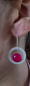 Preview: Große, runde Ohrhänger mit einem leuchtend pinkfarbenen Chalcedon.