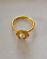 Preview: Hübscher Ring goldplattiert mit einer Blume und einer Süßwasserperle