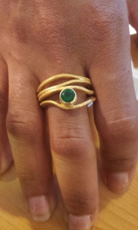 Preview: Ring " Wellen" goldplattiert mit einem Topas